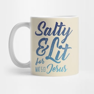 Salty and Lit for Jesus - Gradient Blue Distress Mug